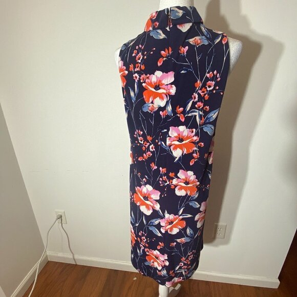 Women's Ivanka Trump Choker Collar Floral Sleeveless Tent Dress - Size Large - Picture 3 of 9